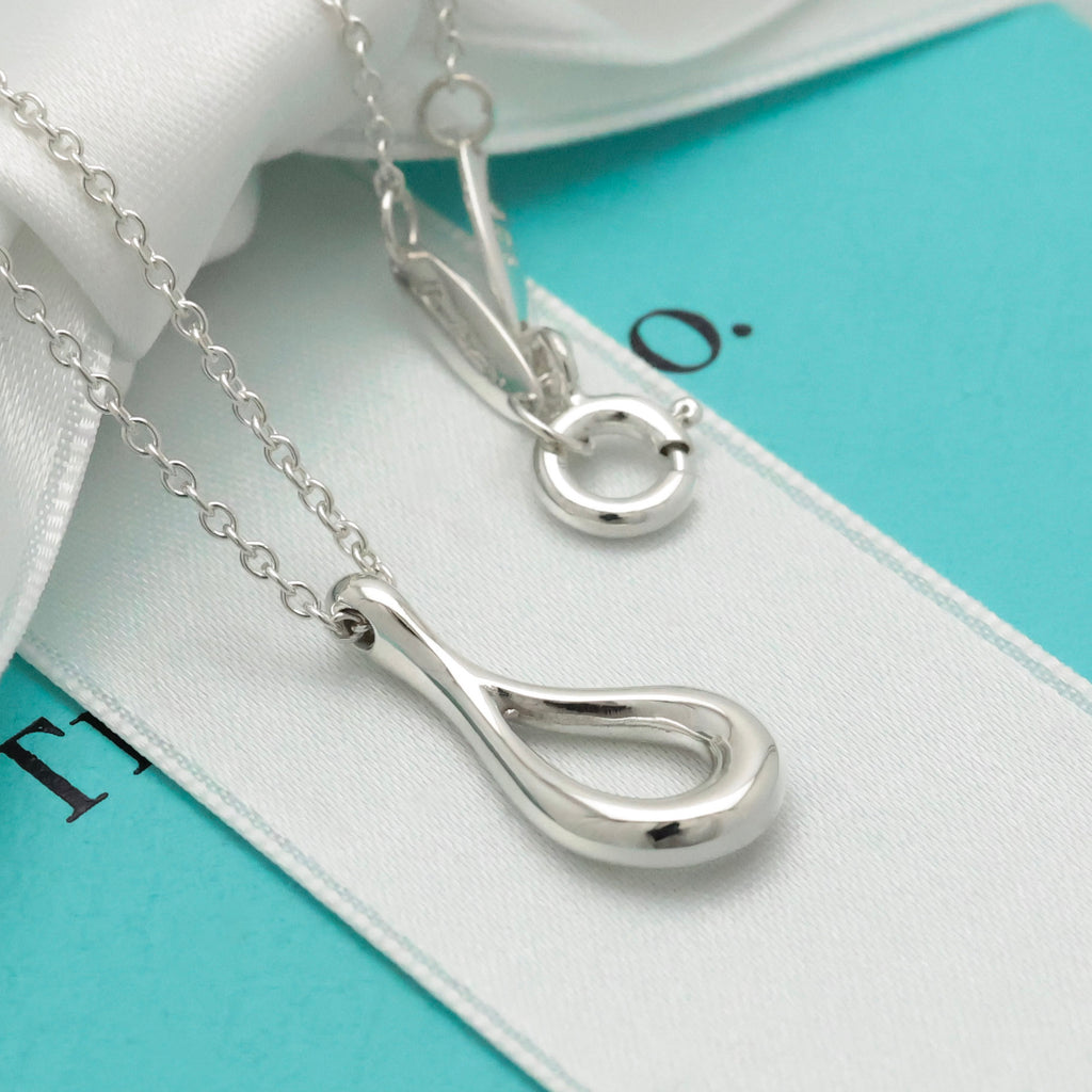  Tiffany & Co. Open Teardrop Necklace Pendant Sterling Silver 925 