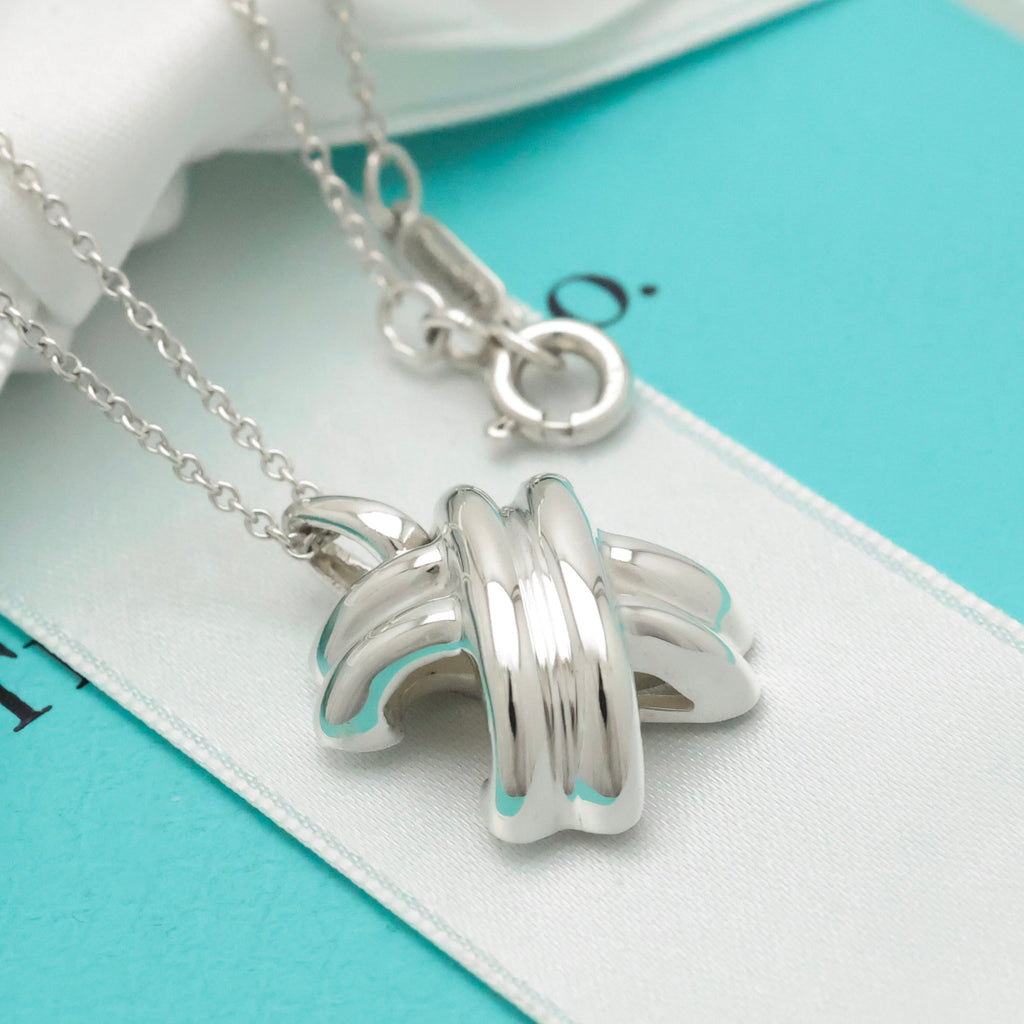 Tiffany & Co. Signature Cross Pendant Necklace Sterling Silver 925 