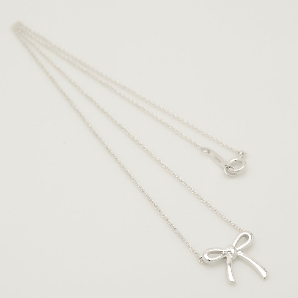 Tiffany & Co. Ribbon Bow Necklace Pendant  Sterling Silver 925 