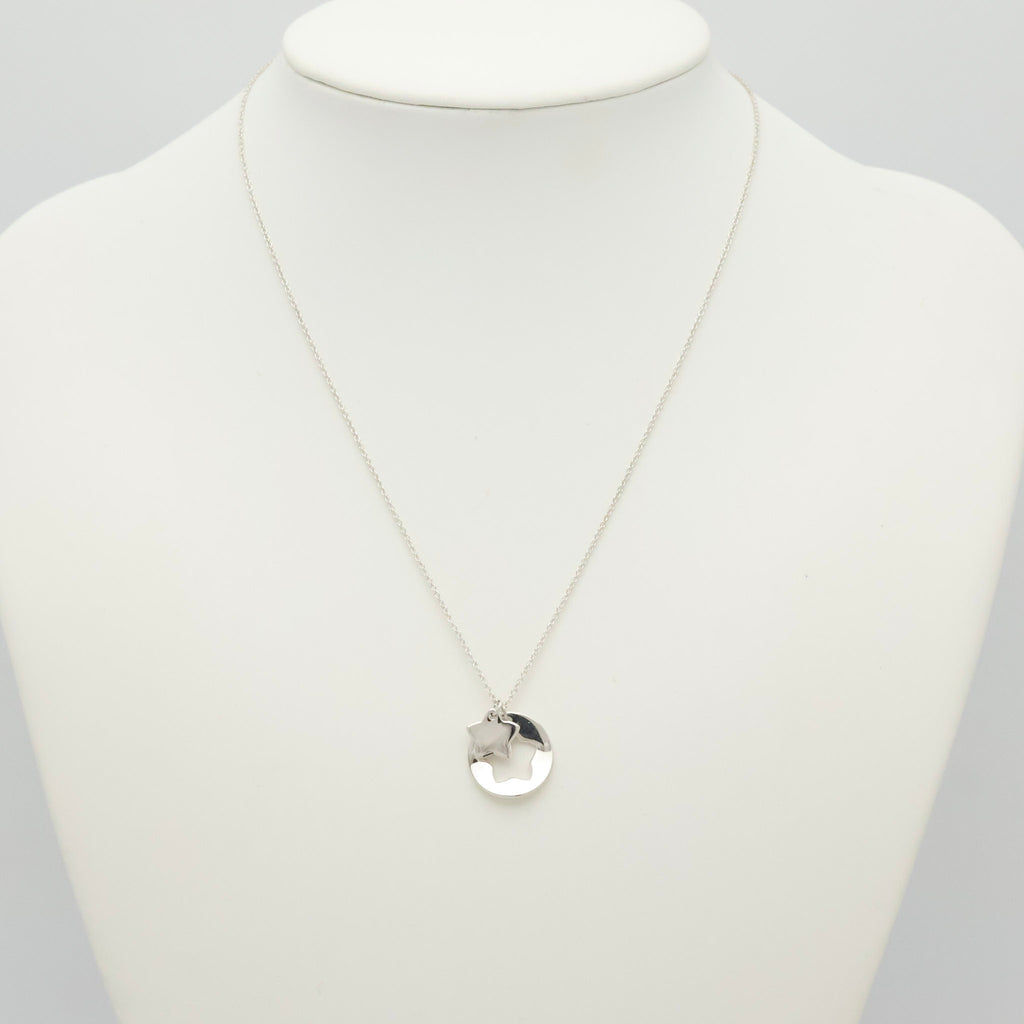 Tiffany & Co. Stencil Star Cutout Circle Necklace Sterling Silver 925 