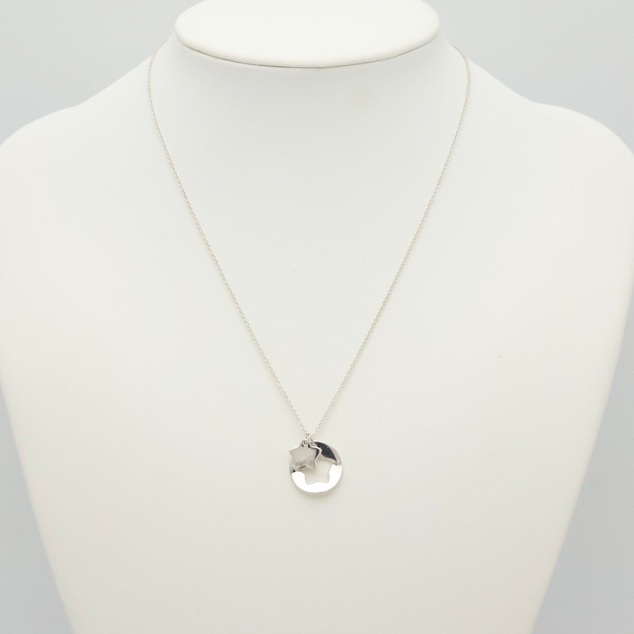 Tiffany & Co. Stencil Star Cutout Circle Necklace Sterling Silver 925 