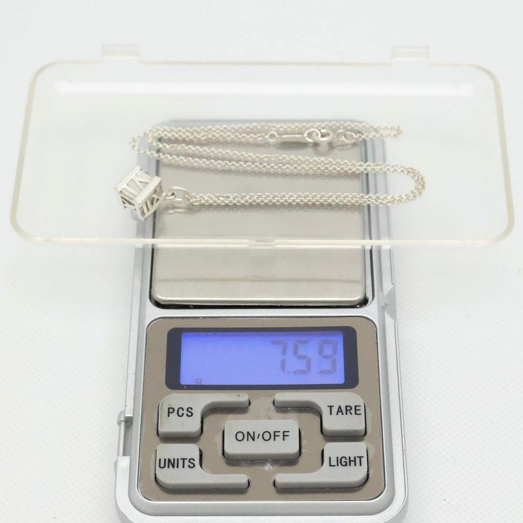  Tiffany & Co. Atlas Cube Necklace Pendant  Sterling Silver  925 