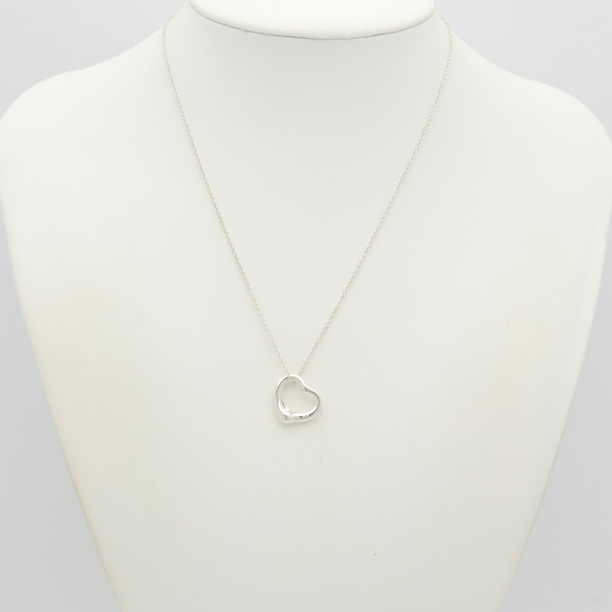 Tiffany & Co. Open Heart Pendant Necklace Sterling Silver 925