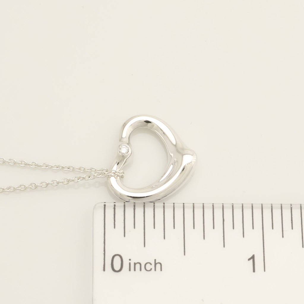 TIFFANY&Co. オープンハート 16mm 2P ダイヤモンド エルサペレッティ ネックレス AG925