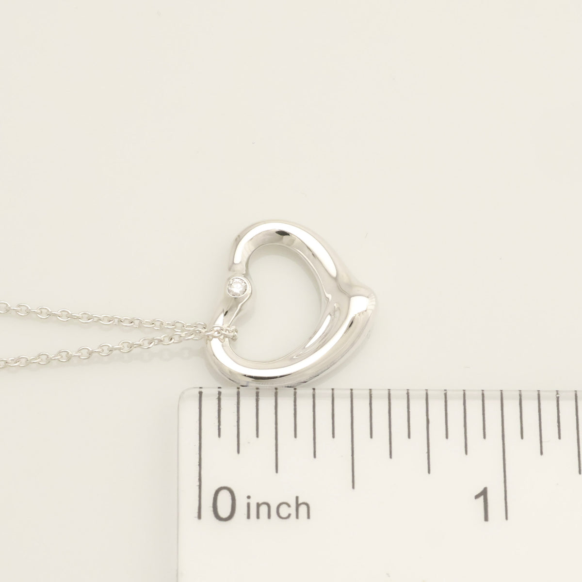 TIFFANY&Co. オープンハート 16mm 2P ダイヤモンド エルサペレッティ ネックレス AG925