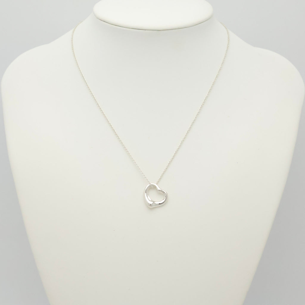 Tiffany & Co. Open Heart Pendant Necklace Sterling Silver 925