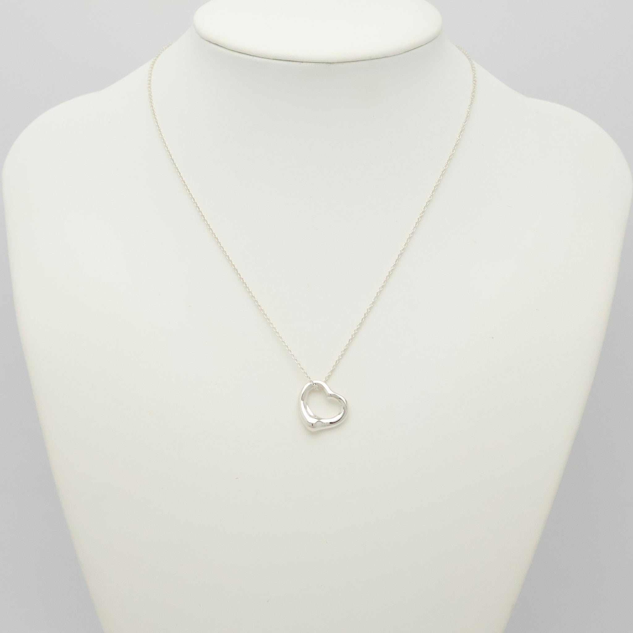 Tiffany & Co. Open Heart Pendant Necklace Sterling Silver 925