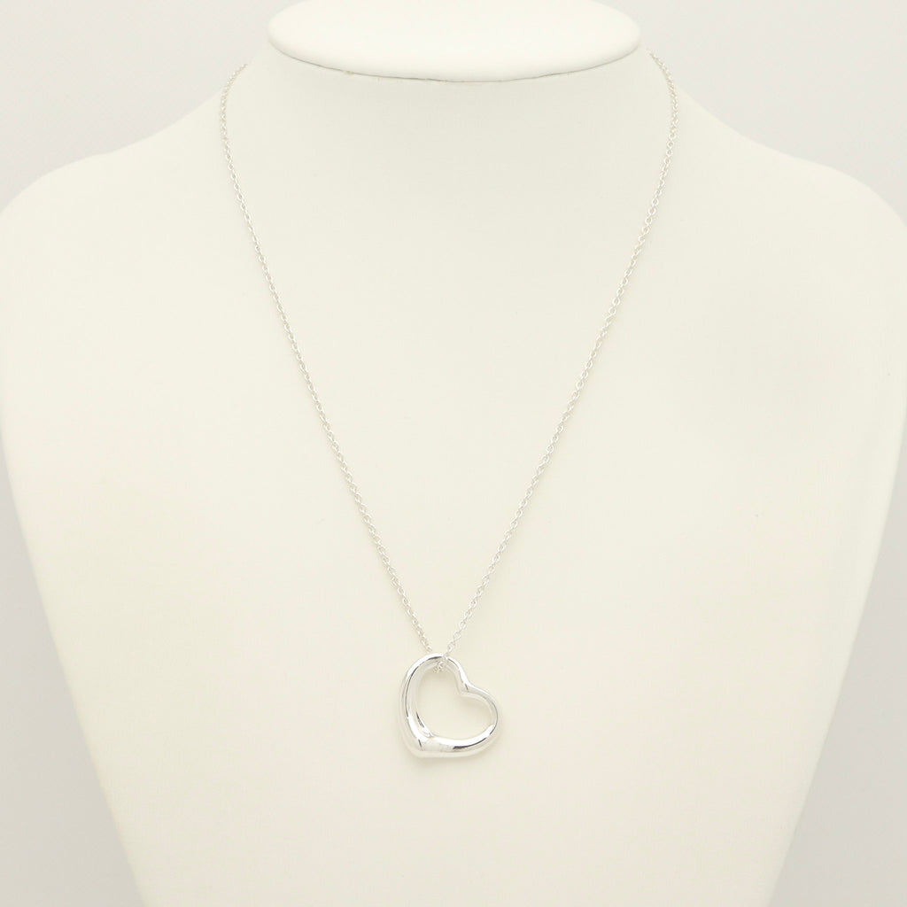Tiffany & Co. Open Heart Pendant Necklace Sterling Silver 925