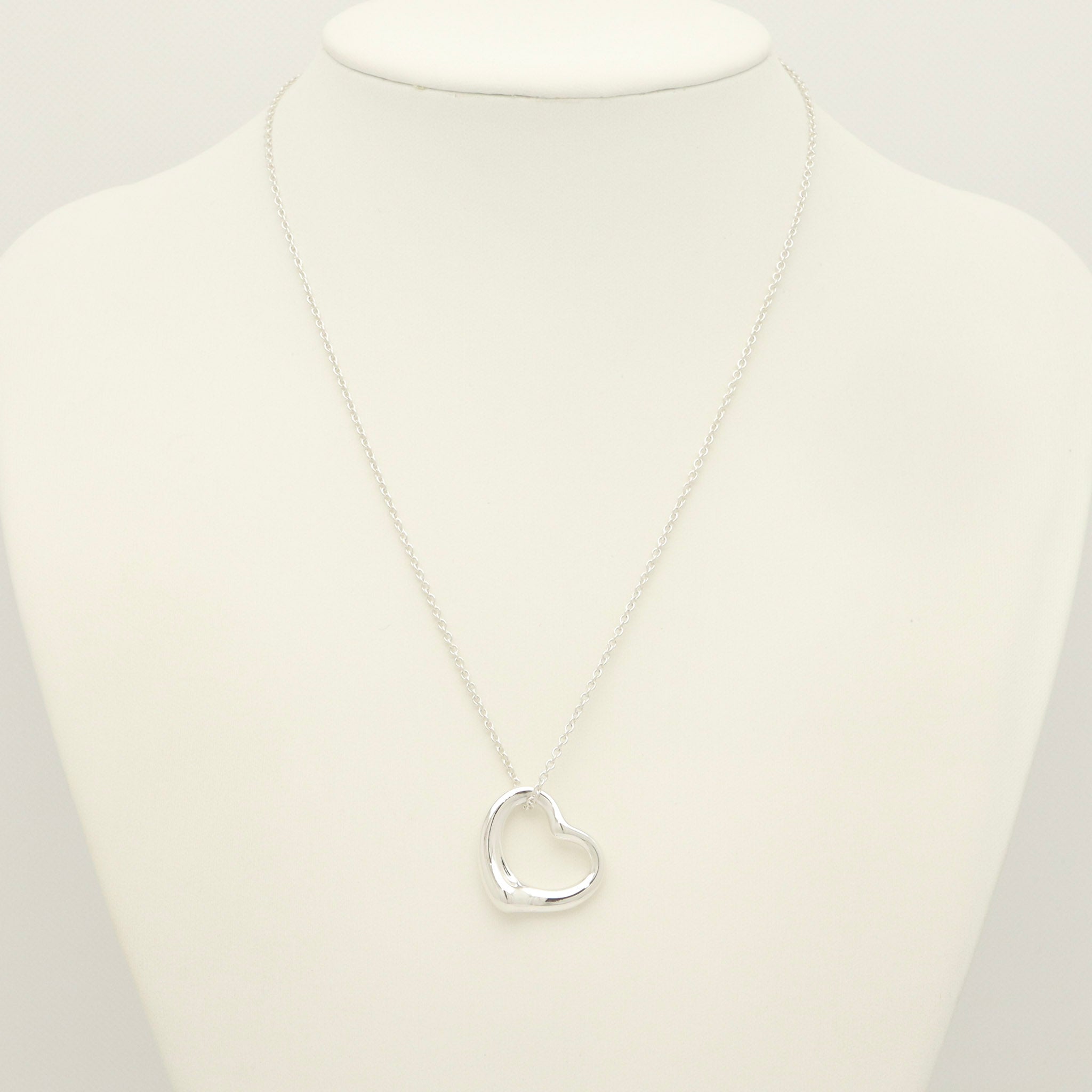 Tiffany & Co. Open Heart Pendant Necklace Sterling Silver 925