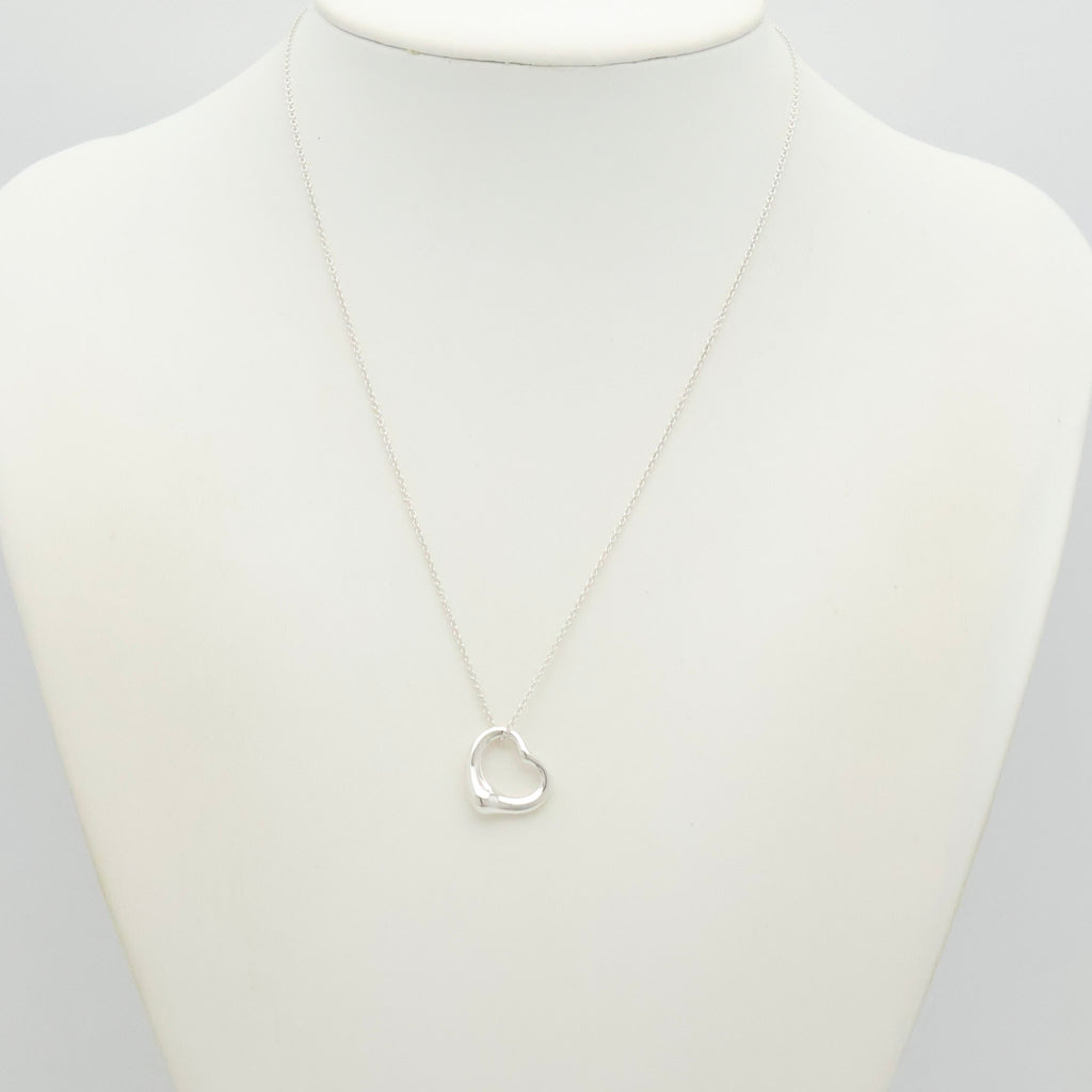Tiffany & Co. Open Heart 16mm Pendant Necklace  Sterling Silver 925