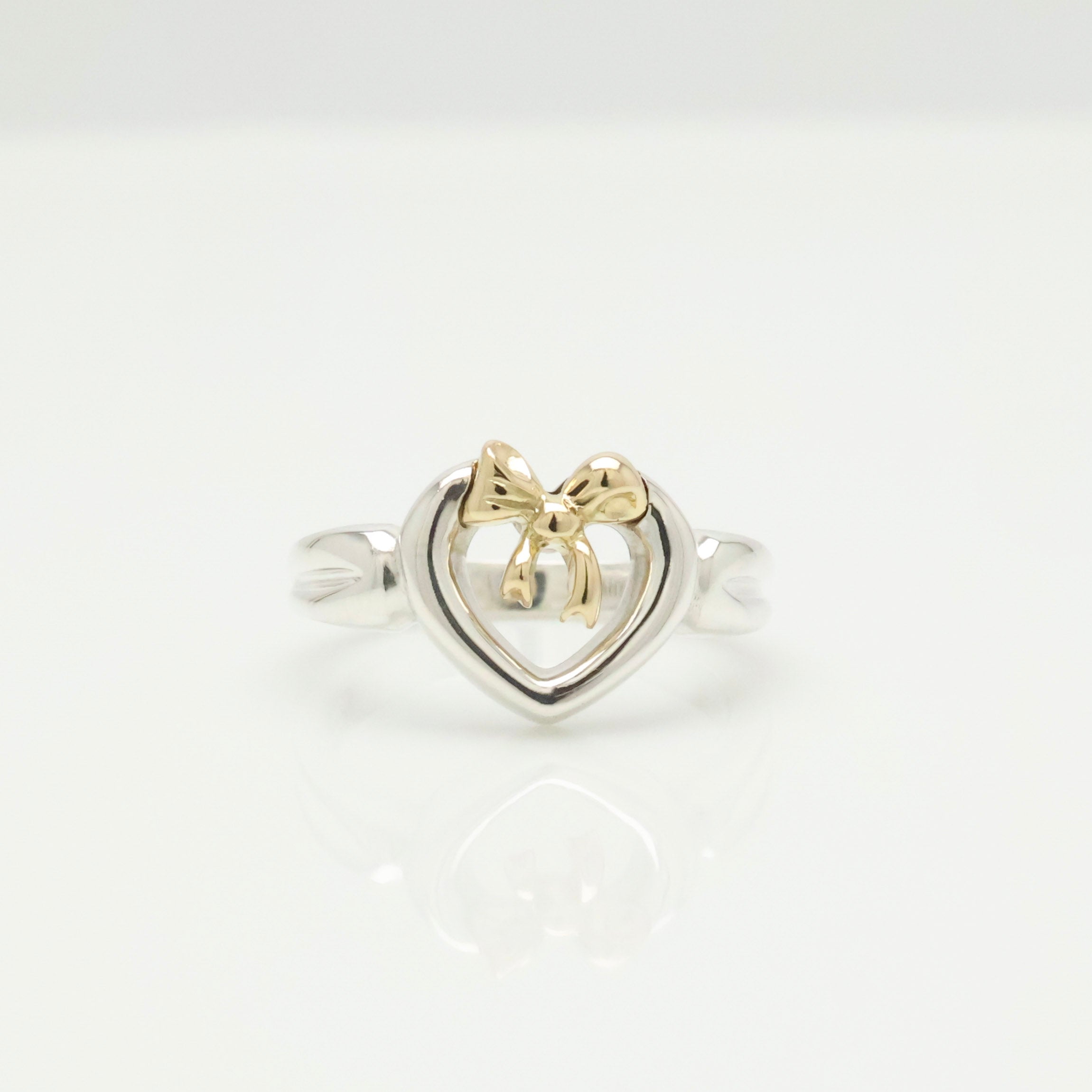 TIFFANY&Co. ハート リボン コンビ イエローゴールド リング 7 号 AG925 AU750