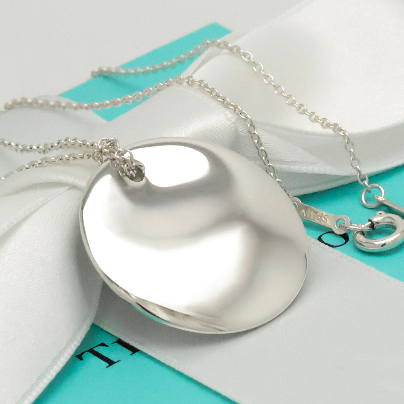 Tiffany & Co. Round Circle Disc Necklace Pendant  Sterling Silver  925