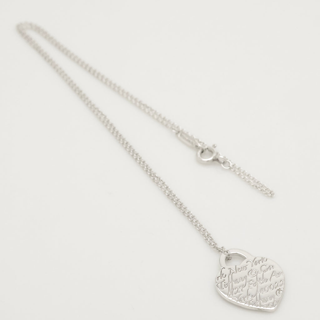 Tiffany & Co. Notes I LOVE YOU Heart Pendant Necklace Sterling Silver 925