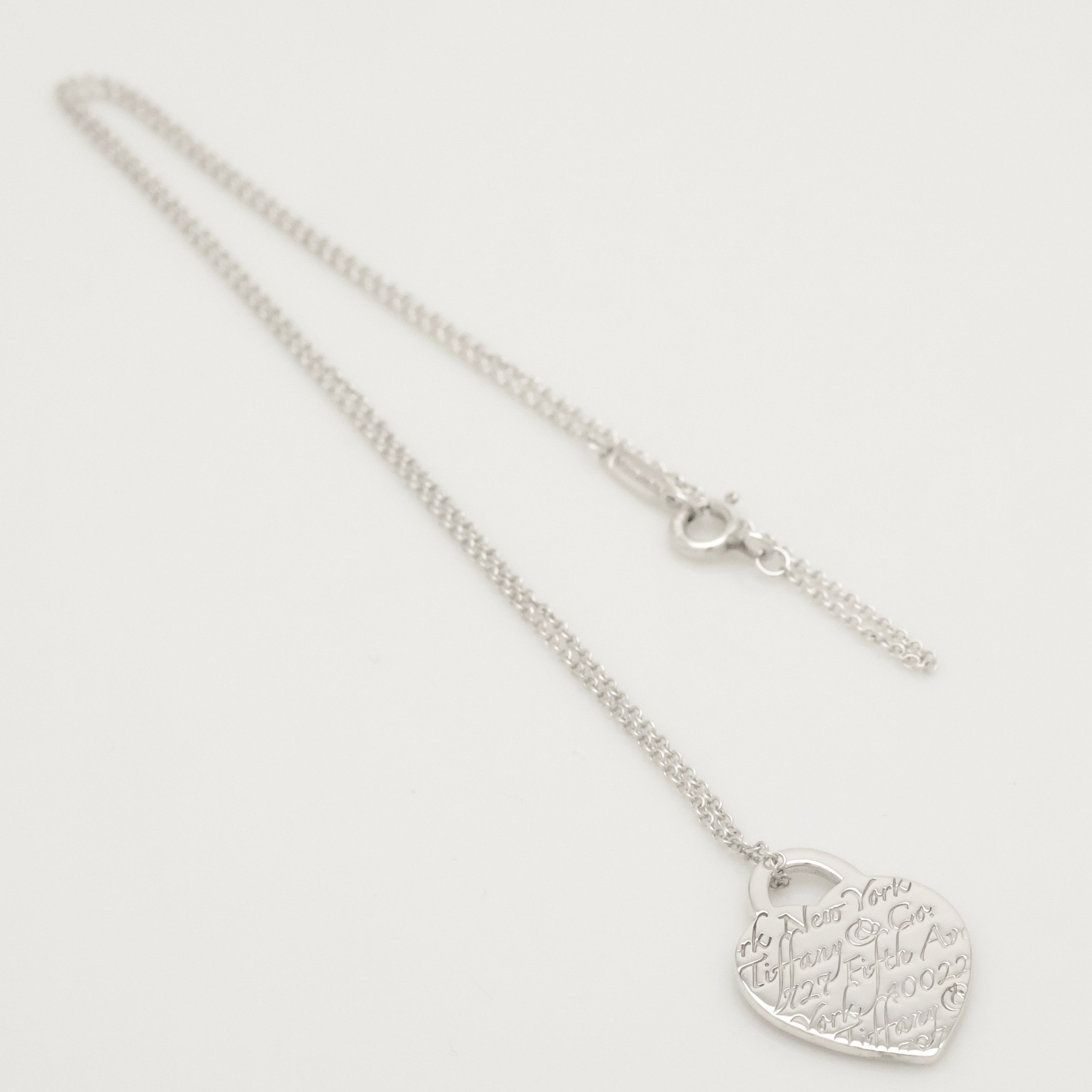 Tiffany & Co. Notes I LOVE YOU Heart Pendant Necklace Sterling Silver 925