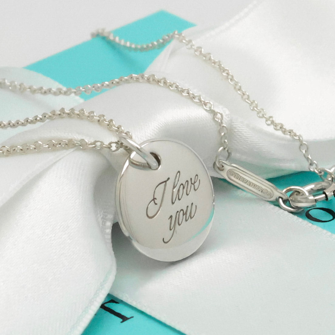  Tiffany & Co. Letter M Notes Initial Disc Necklace Sterling Silver 925