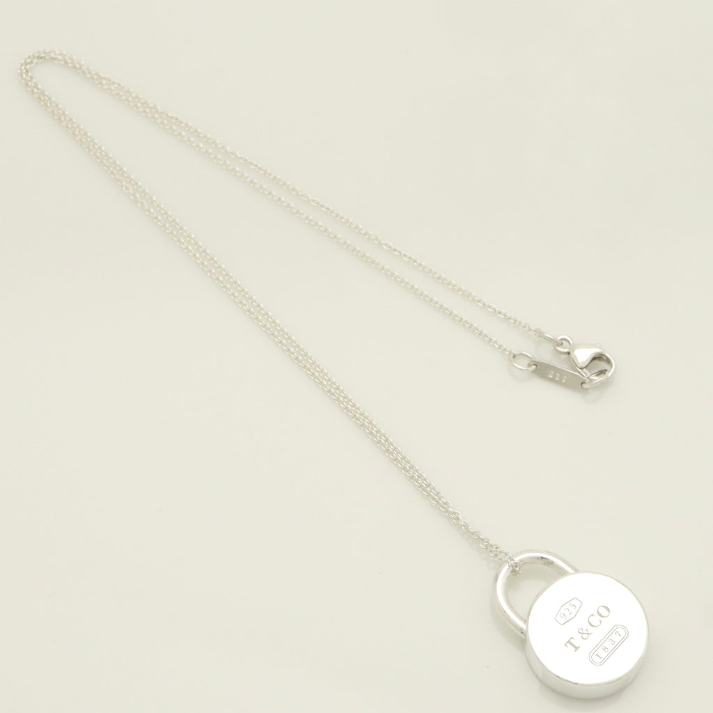 Tiffany & Co. 1837 Round Lock Padlock Pendant Necklace Sterling Silver 925