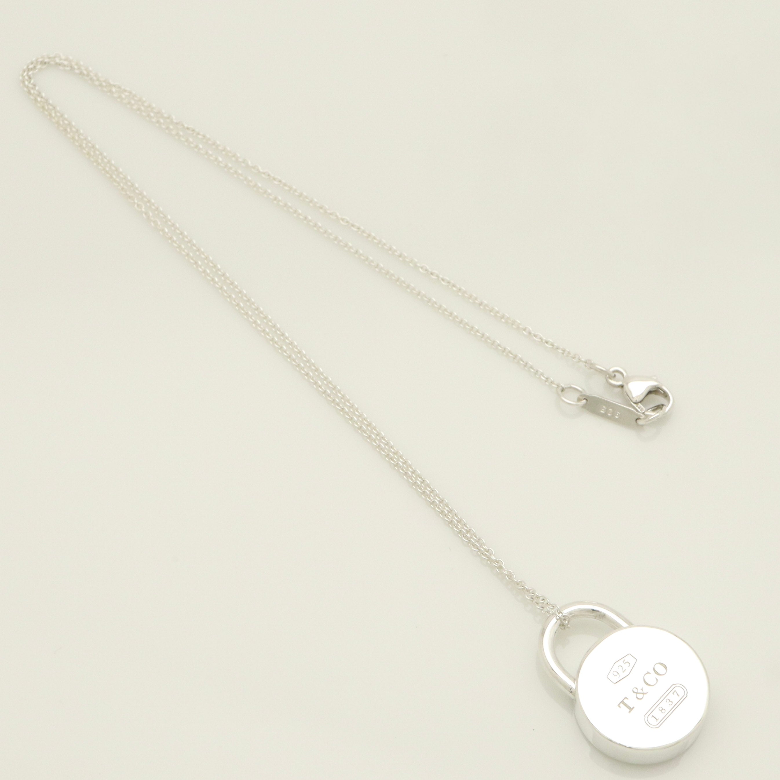 Tiffany & Co. 1837 Round Lock Padlock Pendant Necklace Sterling Silver 925