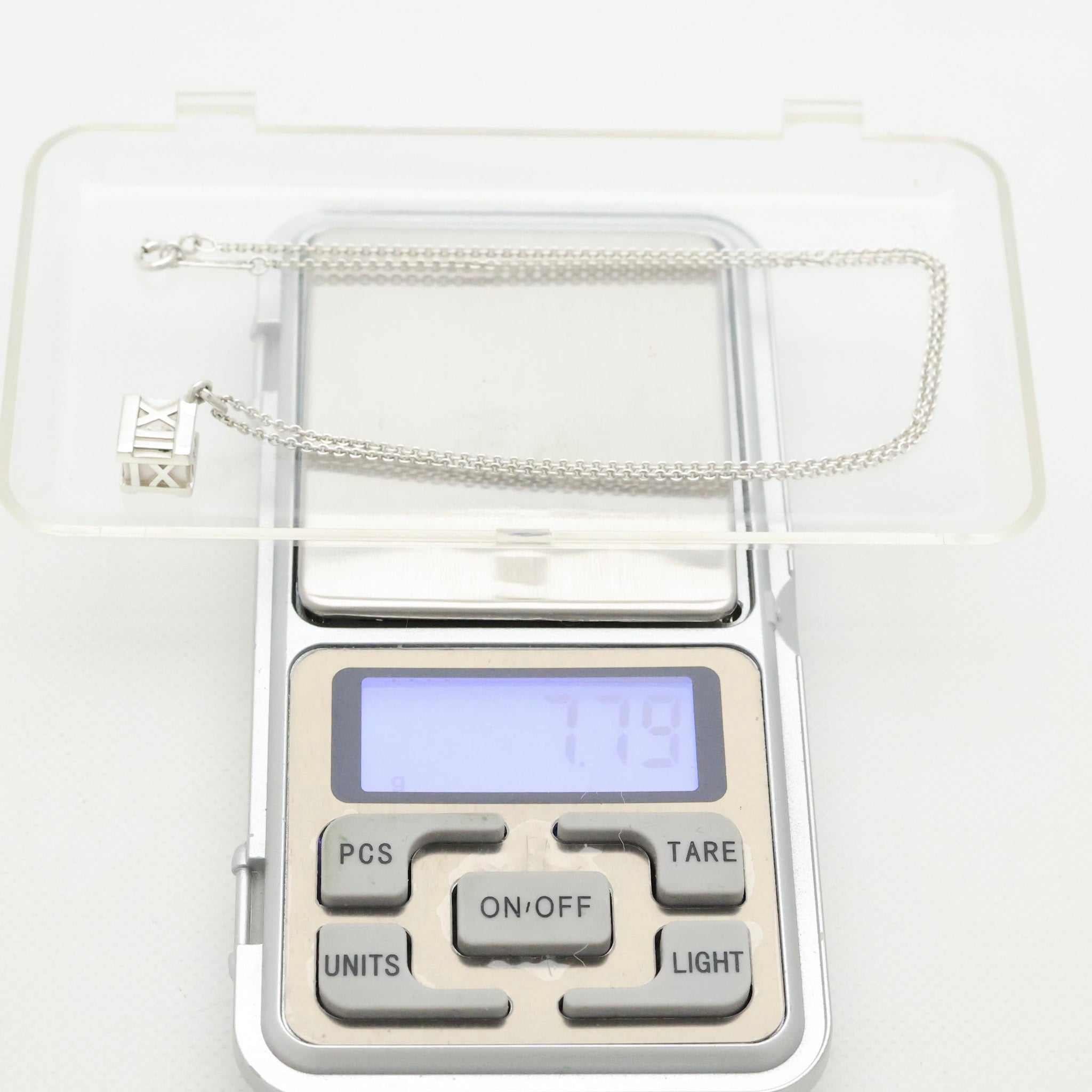  Tiffany & Co. Atlas Cube Necklace Pendant  Sterling Silver  925 