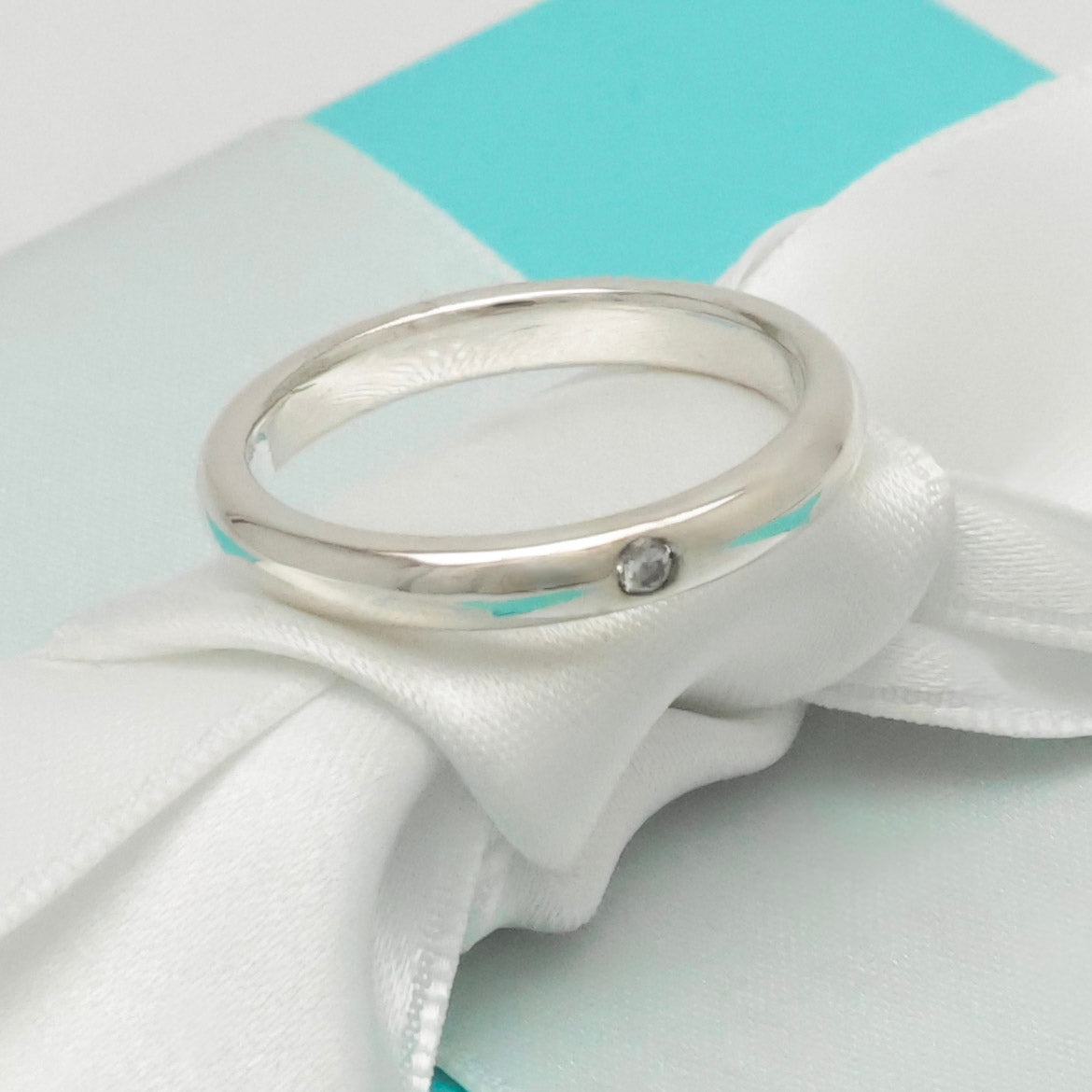 Tiffany & Co. Diamond Stacking Band Ring  Sterling Silver 925 