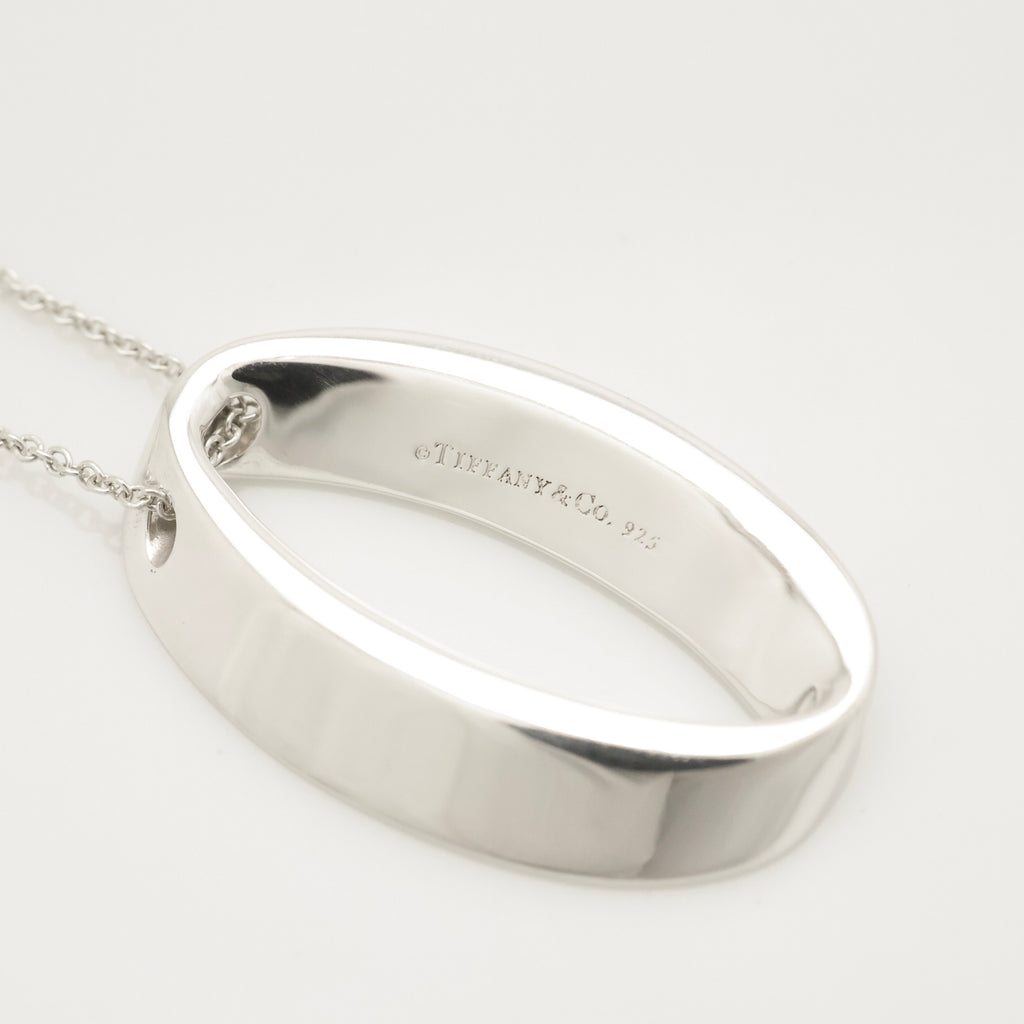 Tiffany & Co. 3D Geometric Oval Necklace Sterling Silver 925