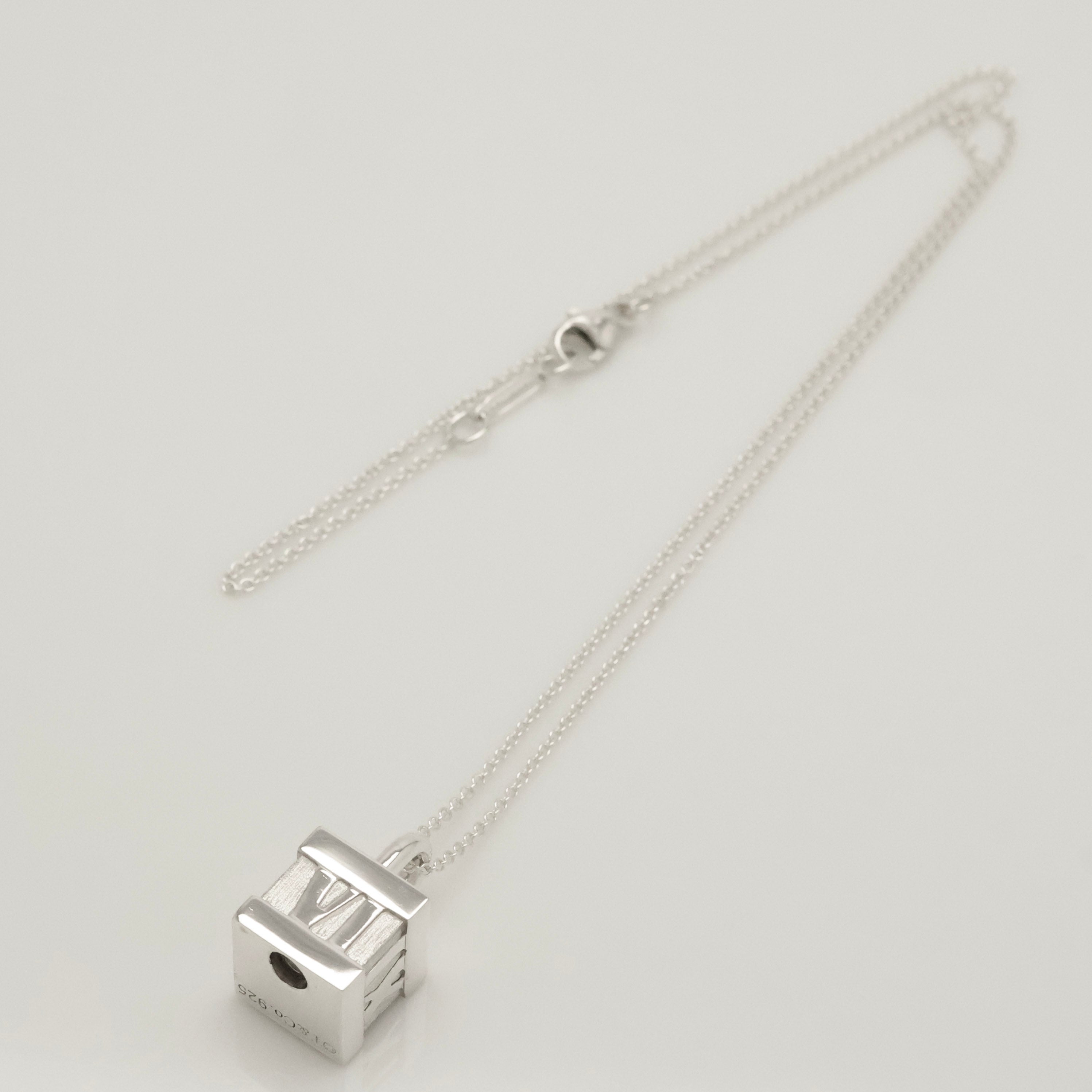 Tiffany & Co. Atlas Cube Lock Padlock Necklace Pendant Sterling Silver 925 