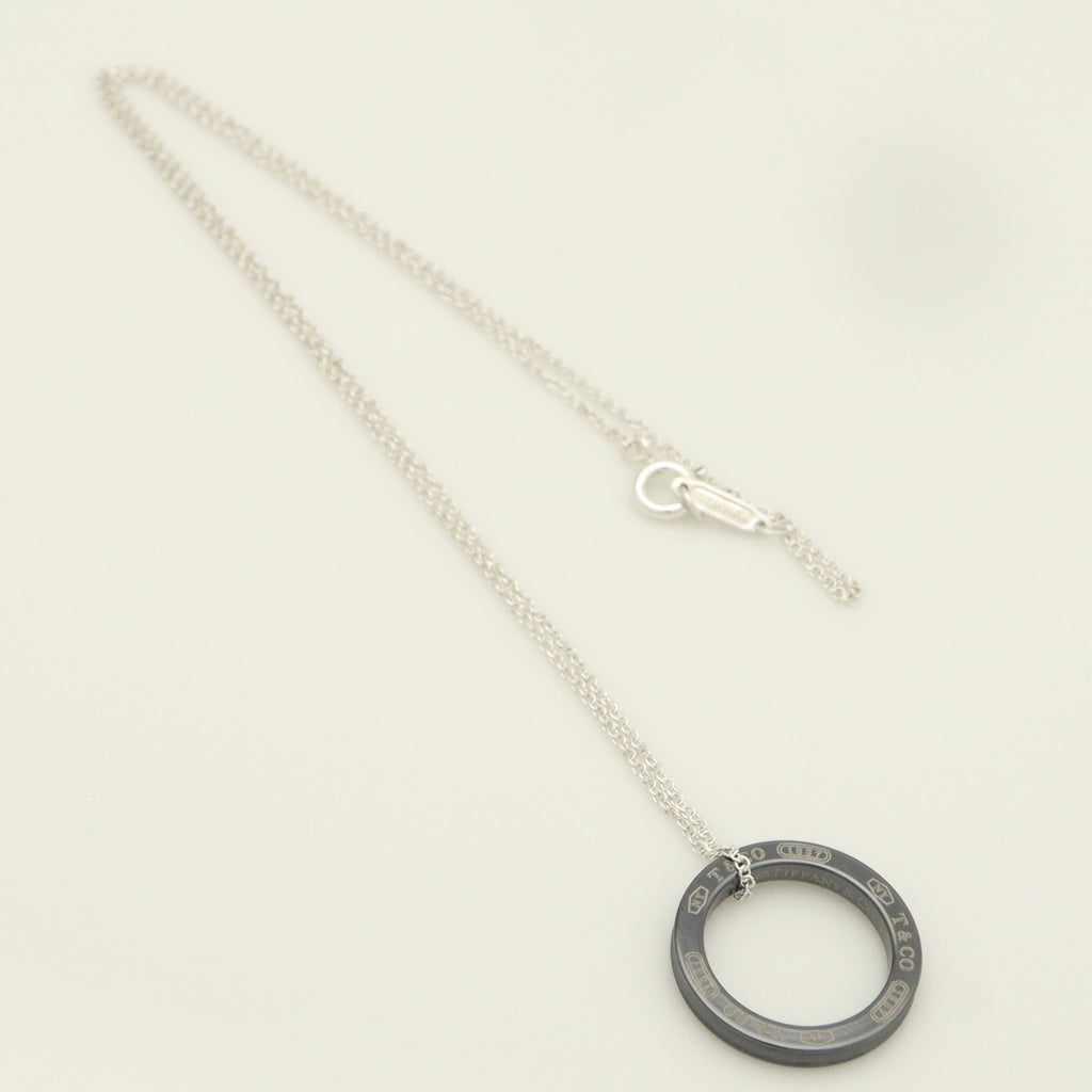 Tiffany & Co. 1837 Circle Necklace 16" Black Titanium Sterling Silver 925