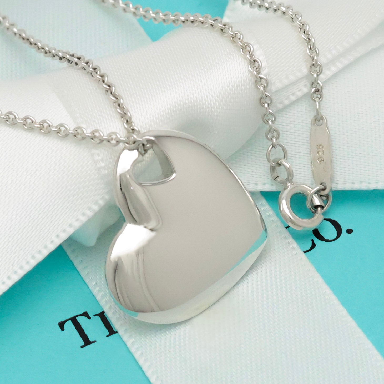 Tiffany & Co. Stencil Cutout Two Heart Necklace  Sterling Silver 925
