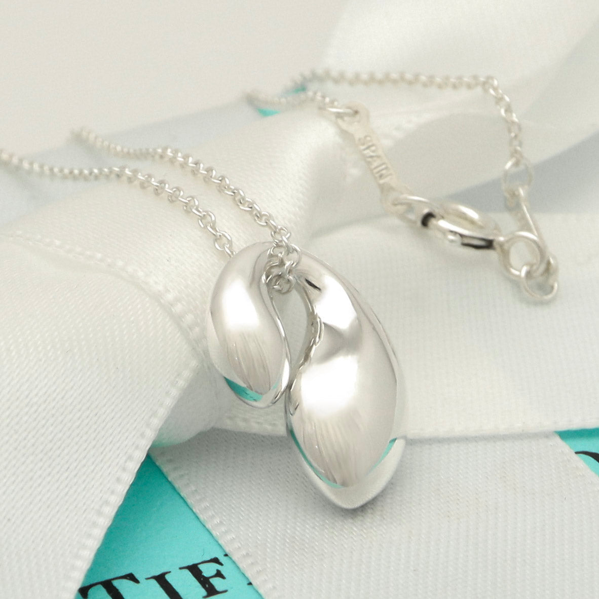 Tiffany & Co. Elsa Peretti Sterling Silver Double Teardrop Pendant Necklace