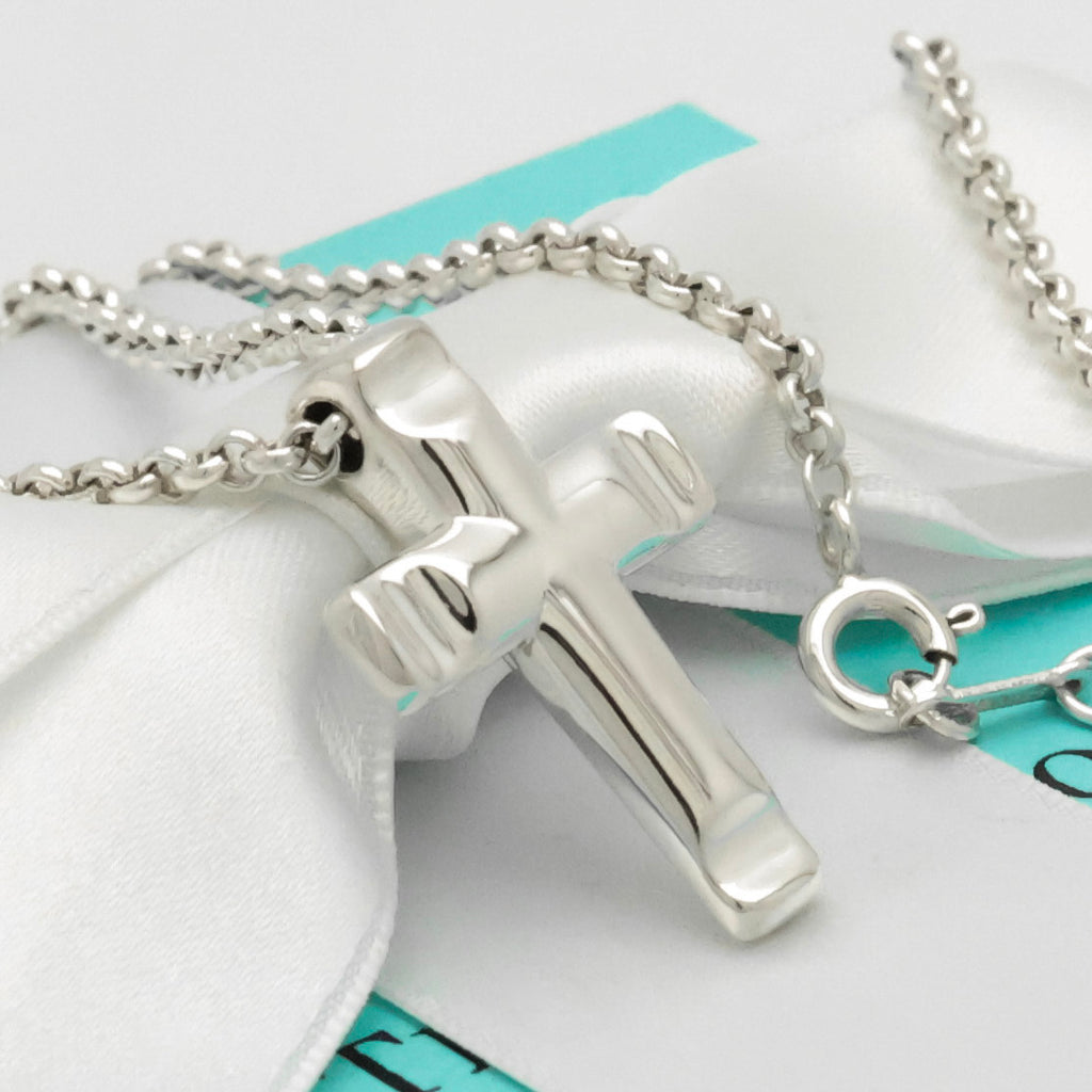  Tiffany & Co. Picasso Groove Cross Necklace Sterling Silver 925 