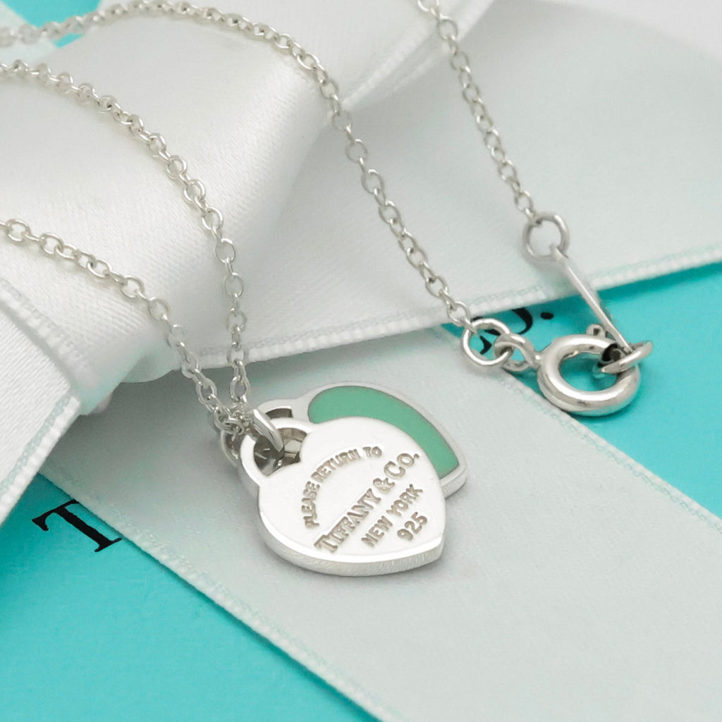 TIFFANY&Co. リターントゥ ティファニー スモール ダブル ハート タグ ブルー エナメル ネックレス AG925