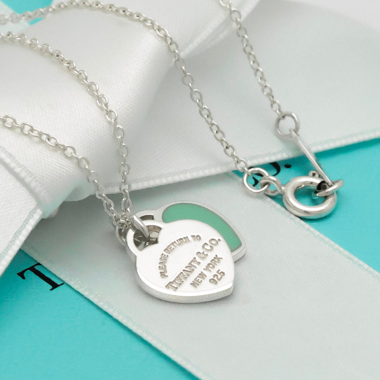 Tiffany & Co. Return to Double Heart Tag Necklace Blue Sterling silver 925