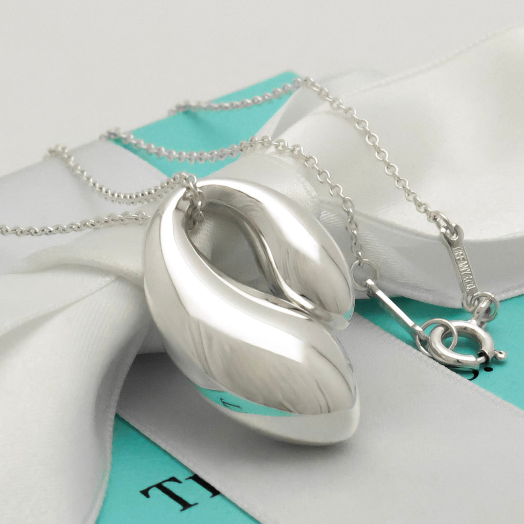 Tiffany & Co. Elsa Peretti Sterling Silver Double Teardrop Pendant Necklace Sterling Silver 925