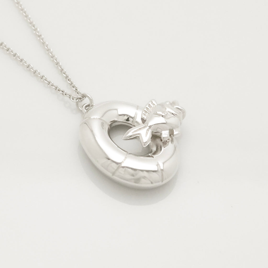 Tiffany & Co. Lifesaver Float Fish Silver Necklace Sterling Silver 925