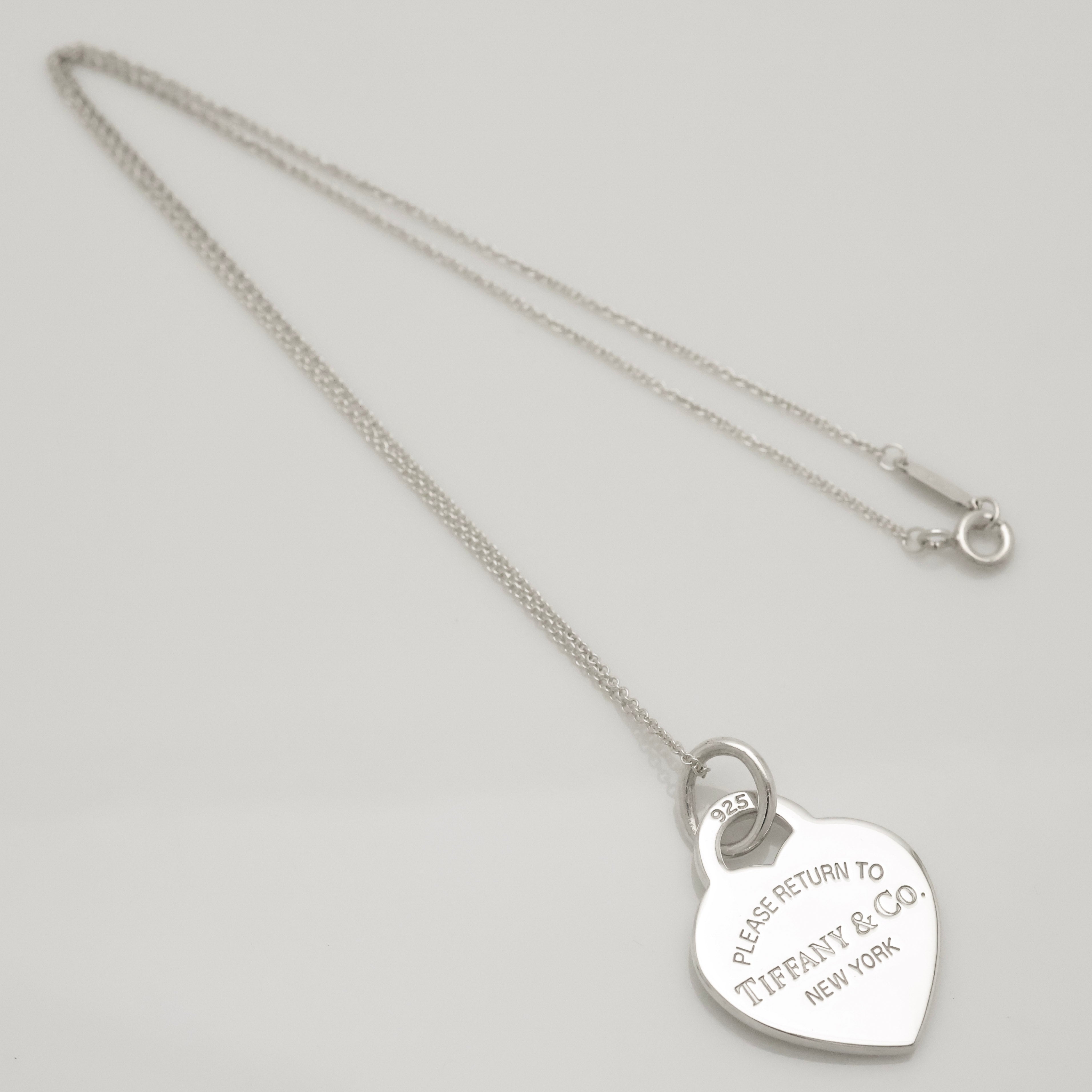 Tiffany & Co. Return to Small Heart Tag Necklace Pendant Sterling Silver 925