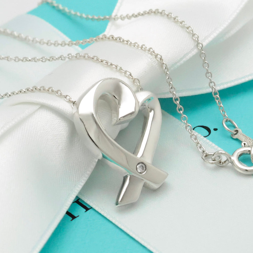 TIFFANY&Co. ミディアム ラビング ハート 1P ダイヤモンド パロマピカソ ネックレス AG925