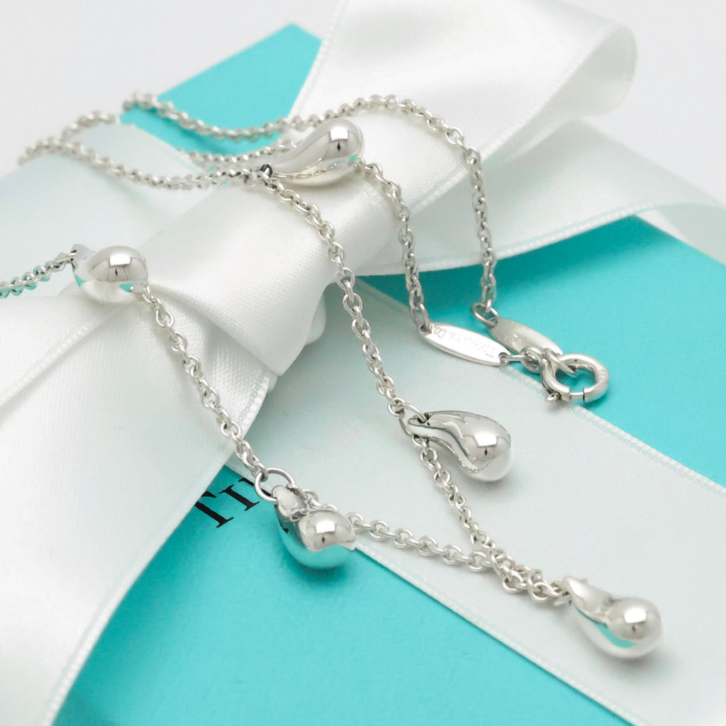 Tiffany & Co. Elsa Peretti Five 5 Teardrop Necklace Sterling Silver 925