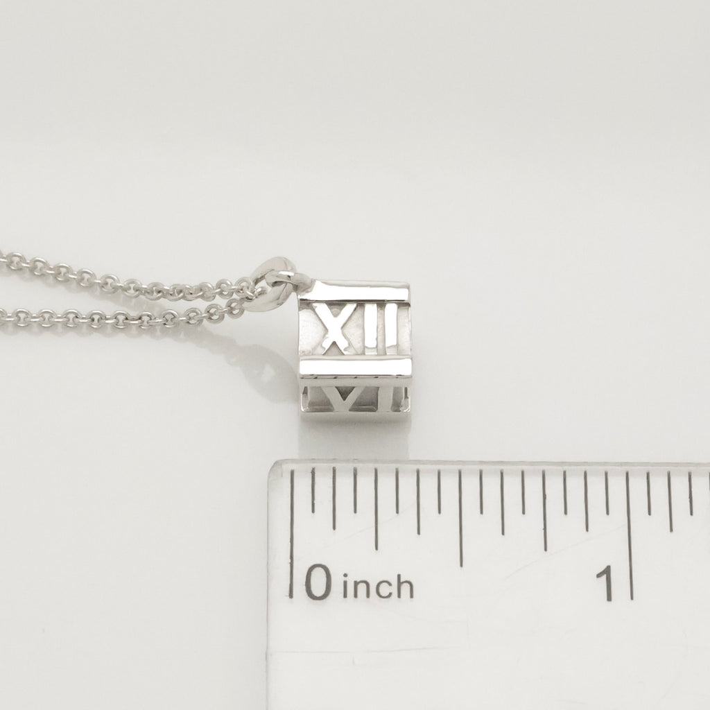  Tiffany & Co. Atlas Cube Necklace Pendant  Sterling Silver  925 