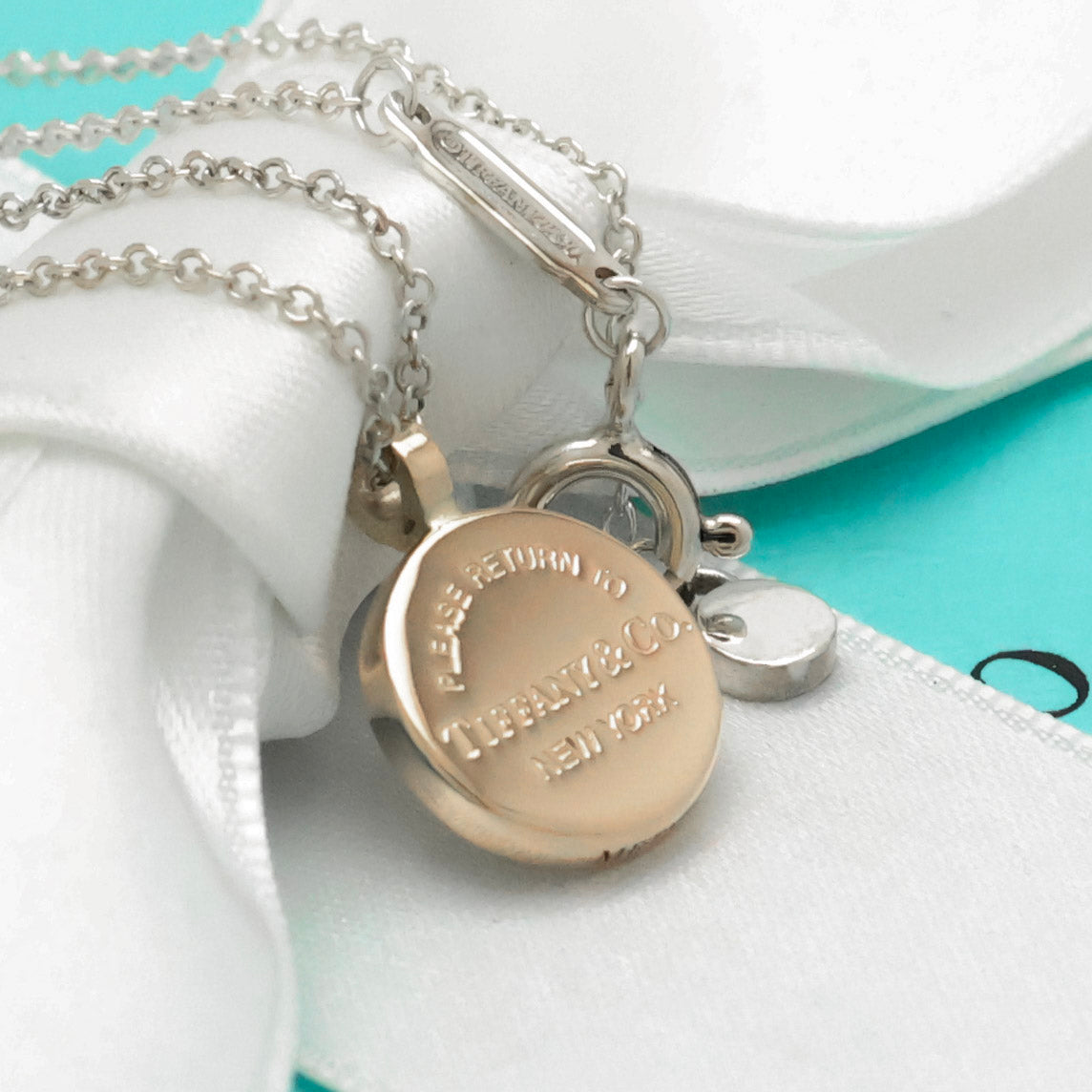 Tiffany & Co. Return to Round Necklace Rubedo & Sterling Silver 925 