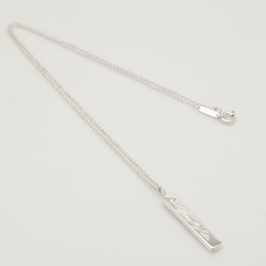 Tiffany & Co. Notes Diamond Bar Necklace Sterling Silver 925
