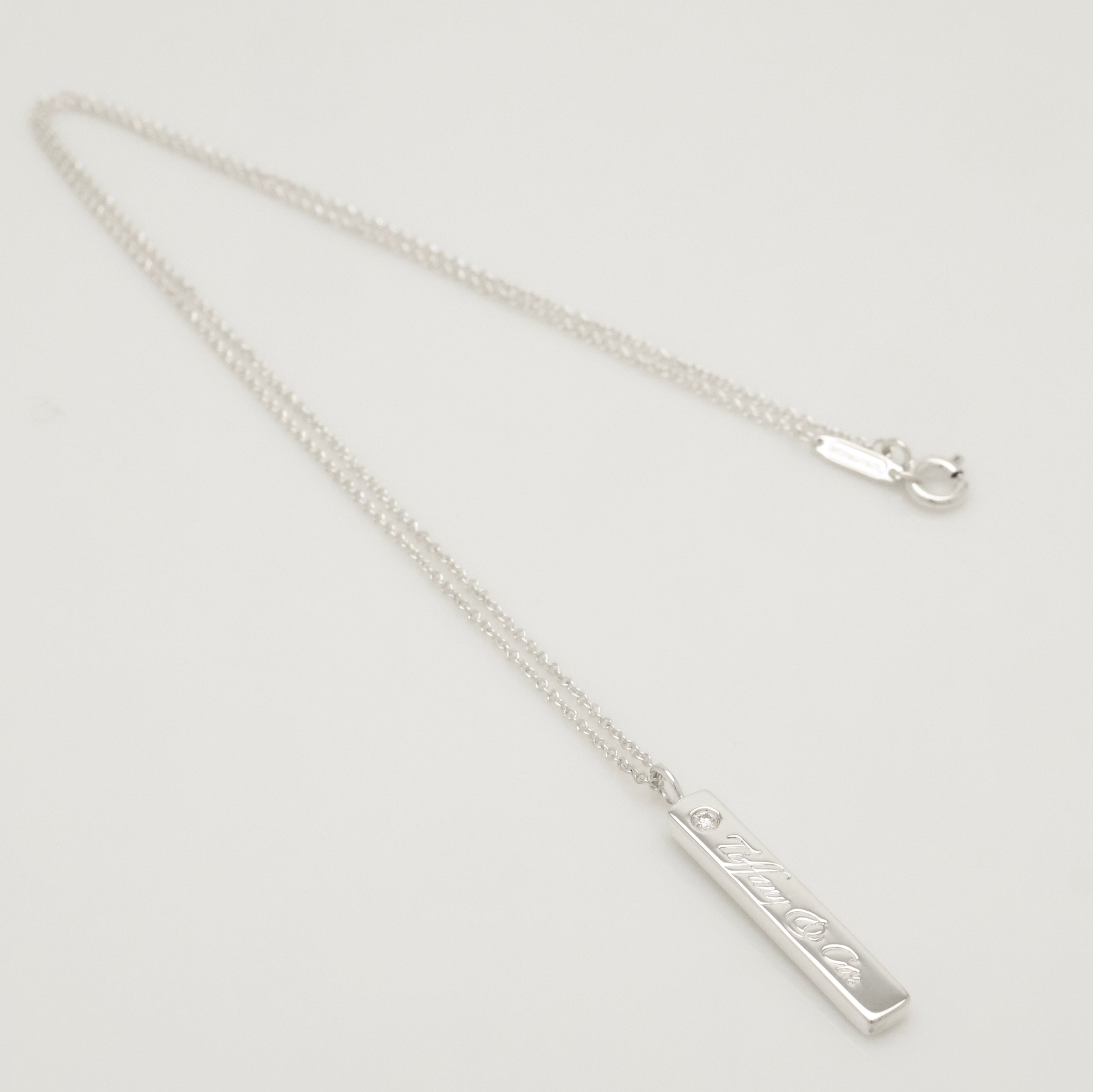 Tiffany & Co. Notes Diamond Bar Necklace Sterling Silver 925