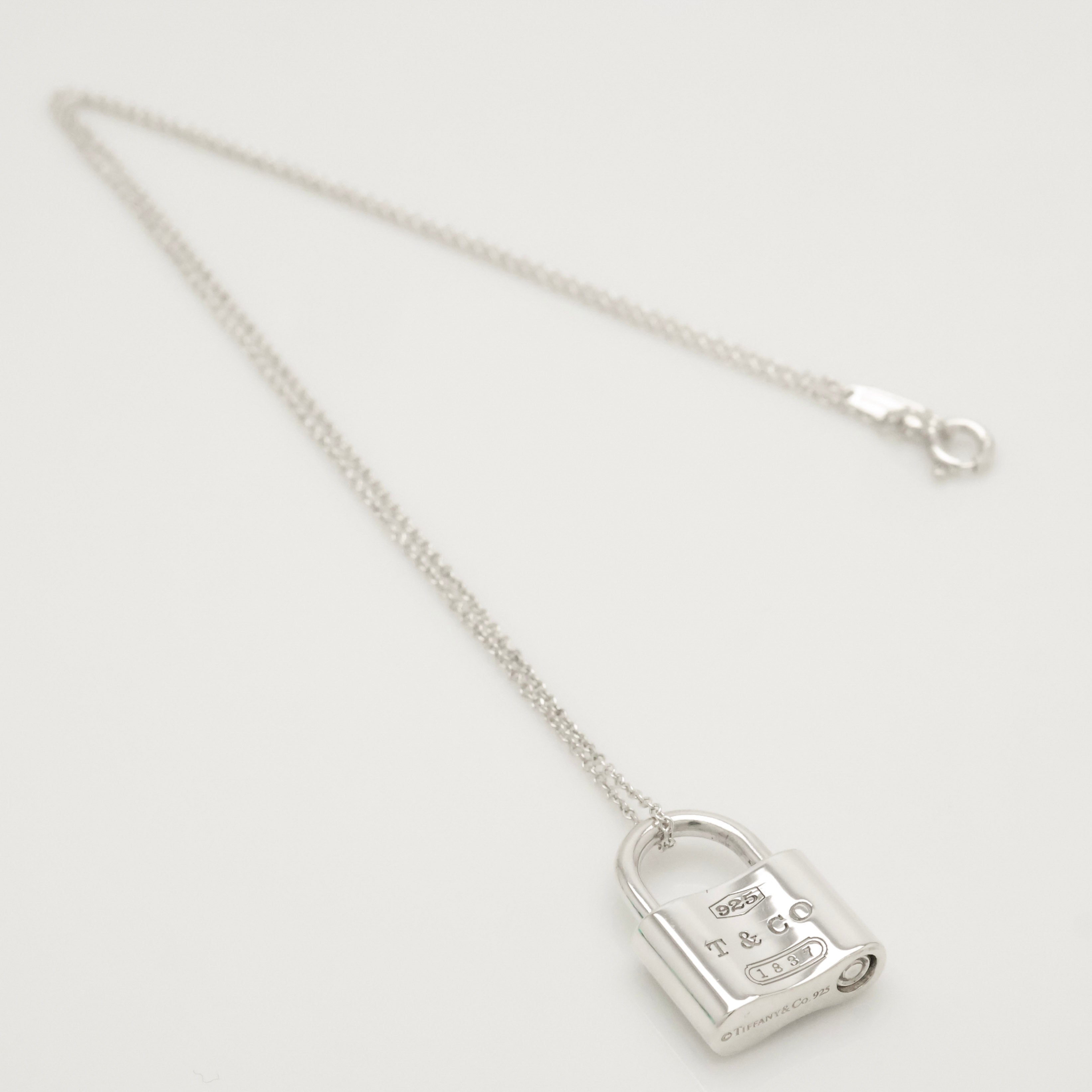 Tiffany & Co 1837 Padlock Necklace Pendant Sterling Silver 925 Chain