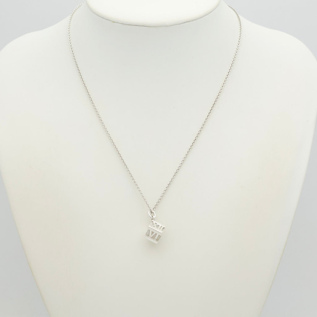  Tiffany & Co. Atlas Cube Necklace Pendant  Sterling Silver  925 