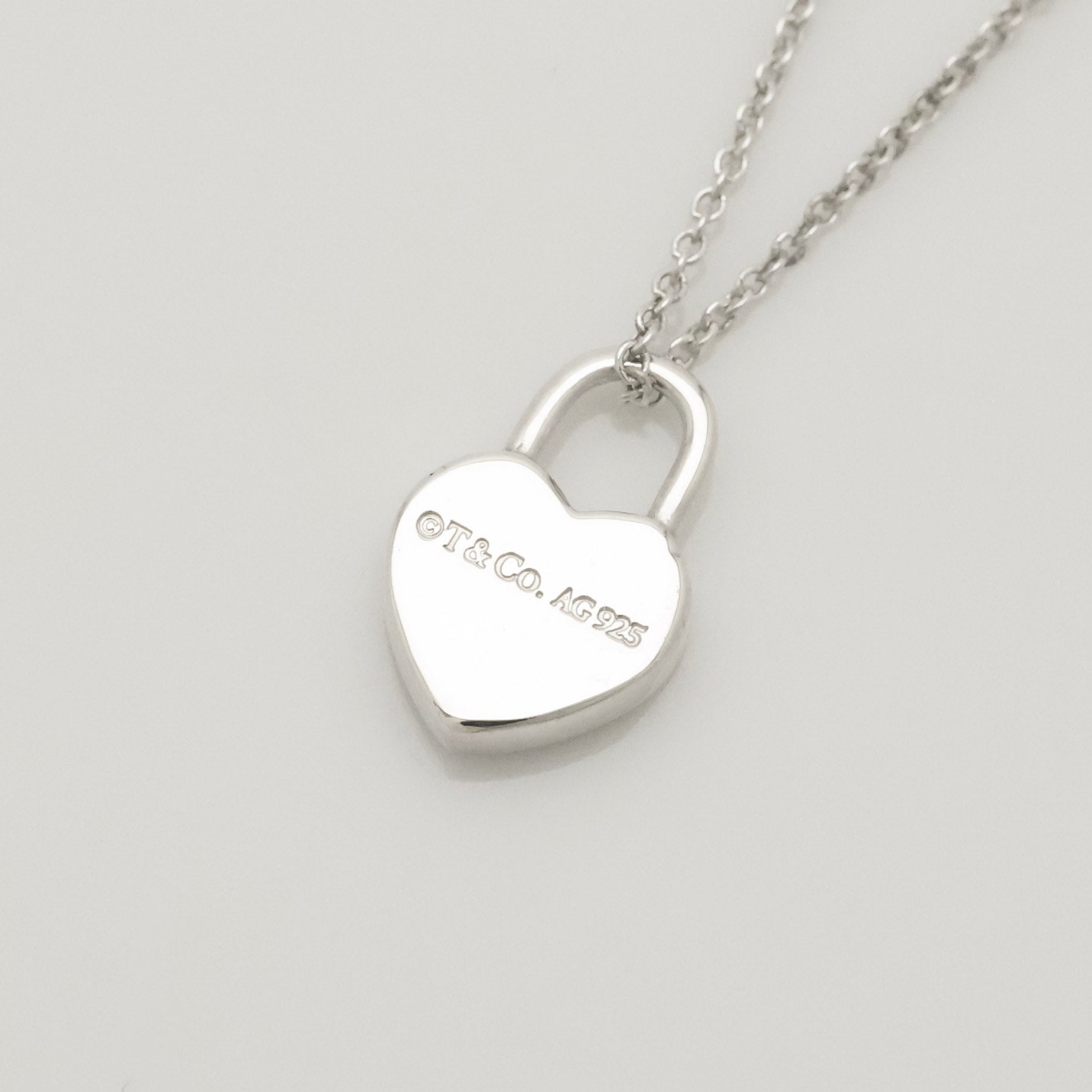  Tiffany & Co. Return to Mini Heart Lock Padlock Necklace  Sterling Silver 925