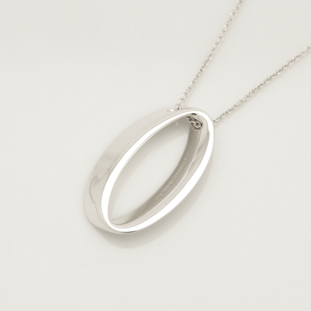 Tiffany & Co. 3D Geometric Oval Necklace Sterling Silver 925