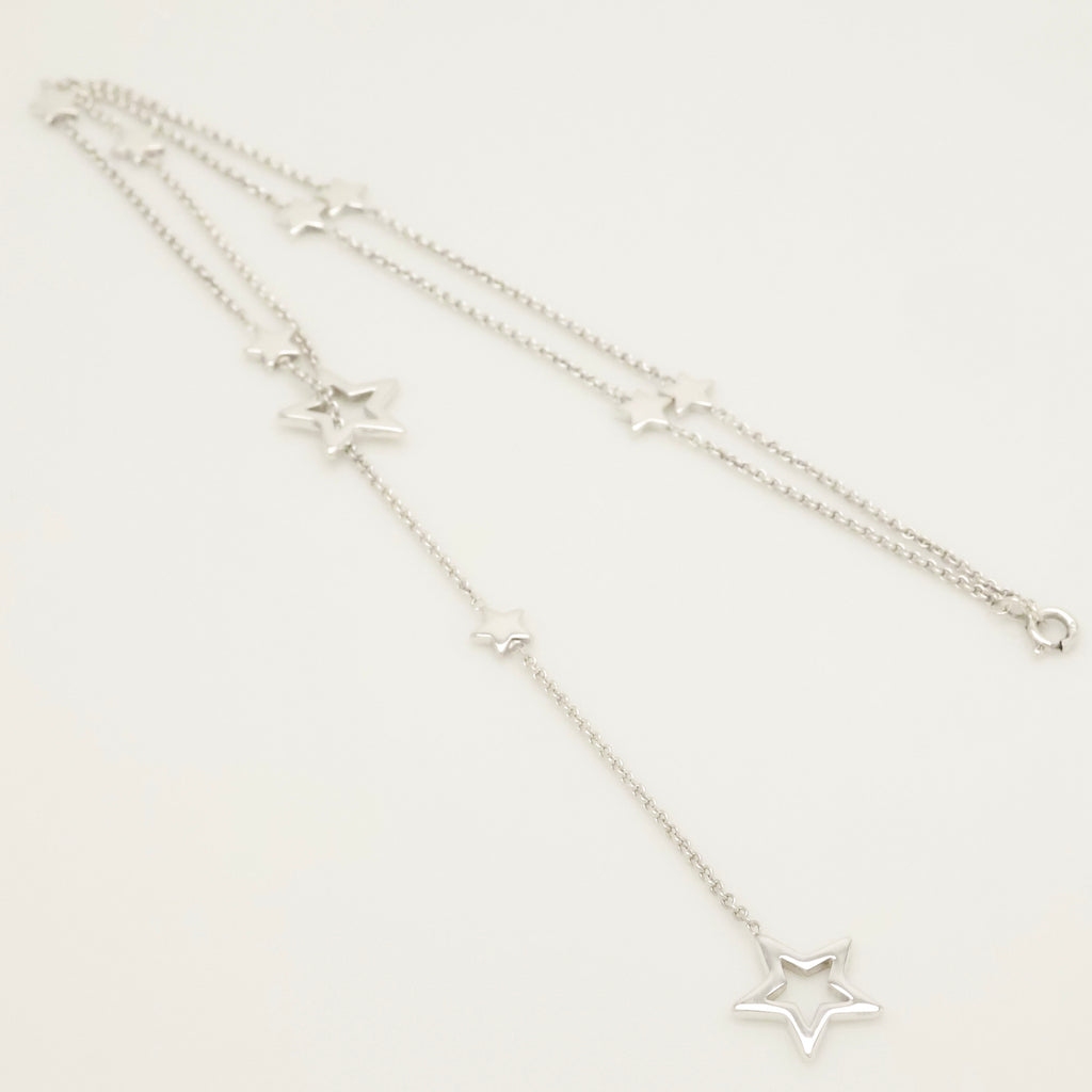 Tiffany & Co. Star Link Lariat Necklace Pendant Sterling Silver 925