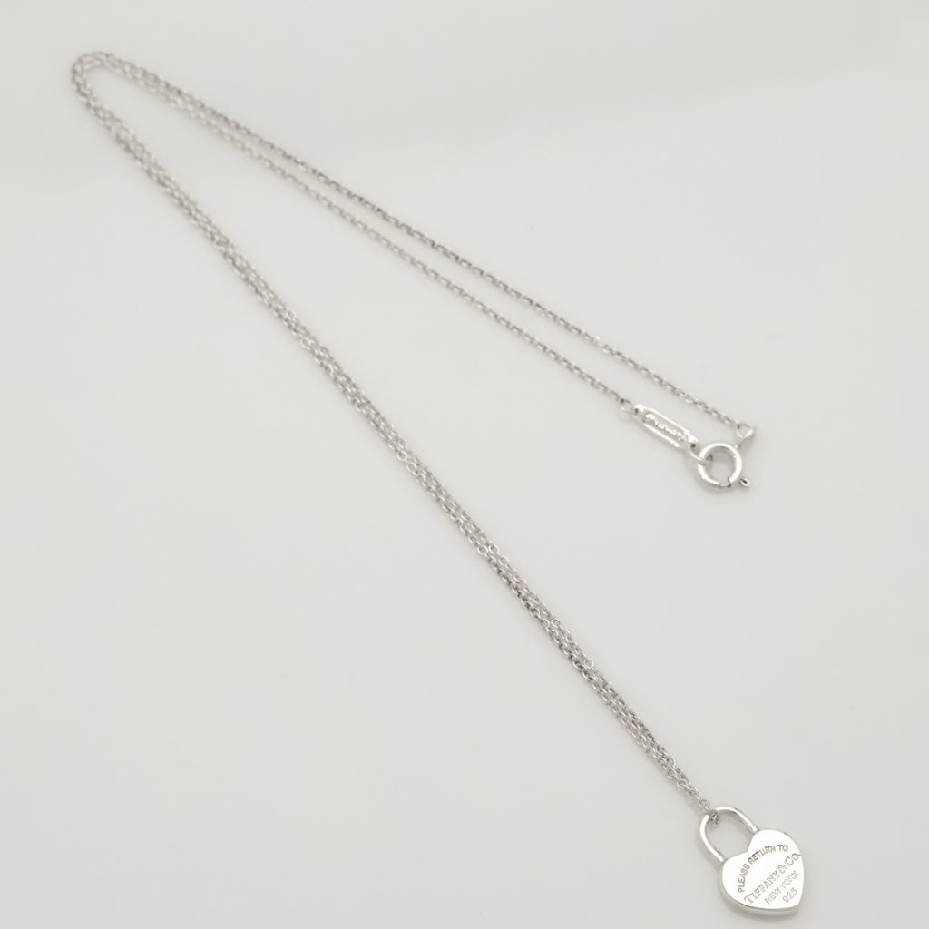  Tiffany & Co. Return to Mini Heart Lock Padlock Necklace  Sterling Silver 925