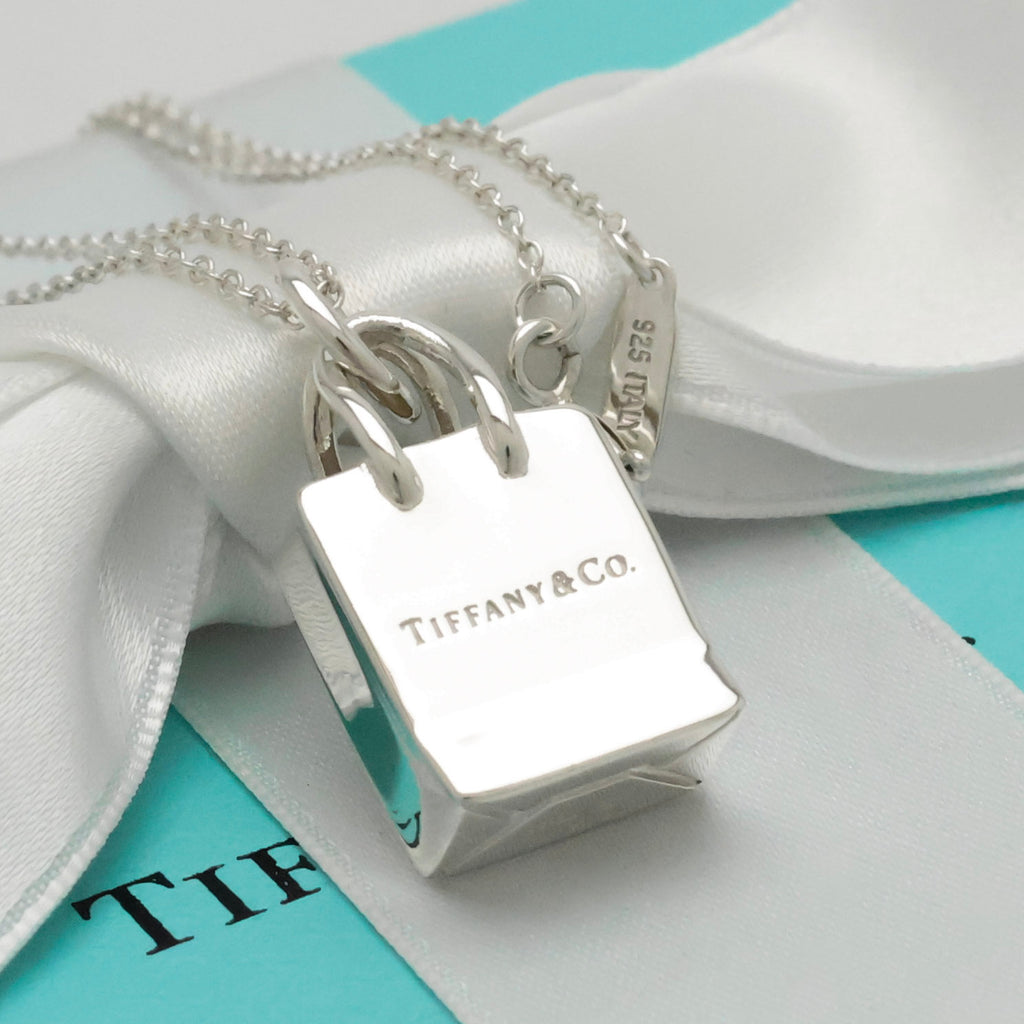 Tiffany & Co. Shopping Bag Pendant Charm Necklace Sterling Silver 925