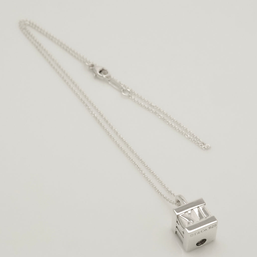 Tiffany & Co. Atlas Cube Lock Padlock Necklace Pendant Sterling Silver 925 