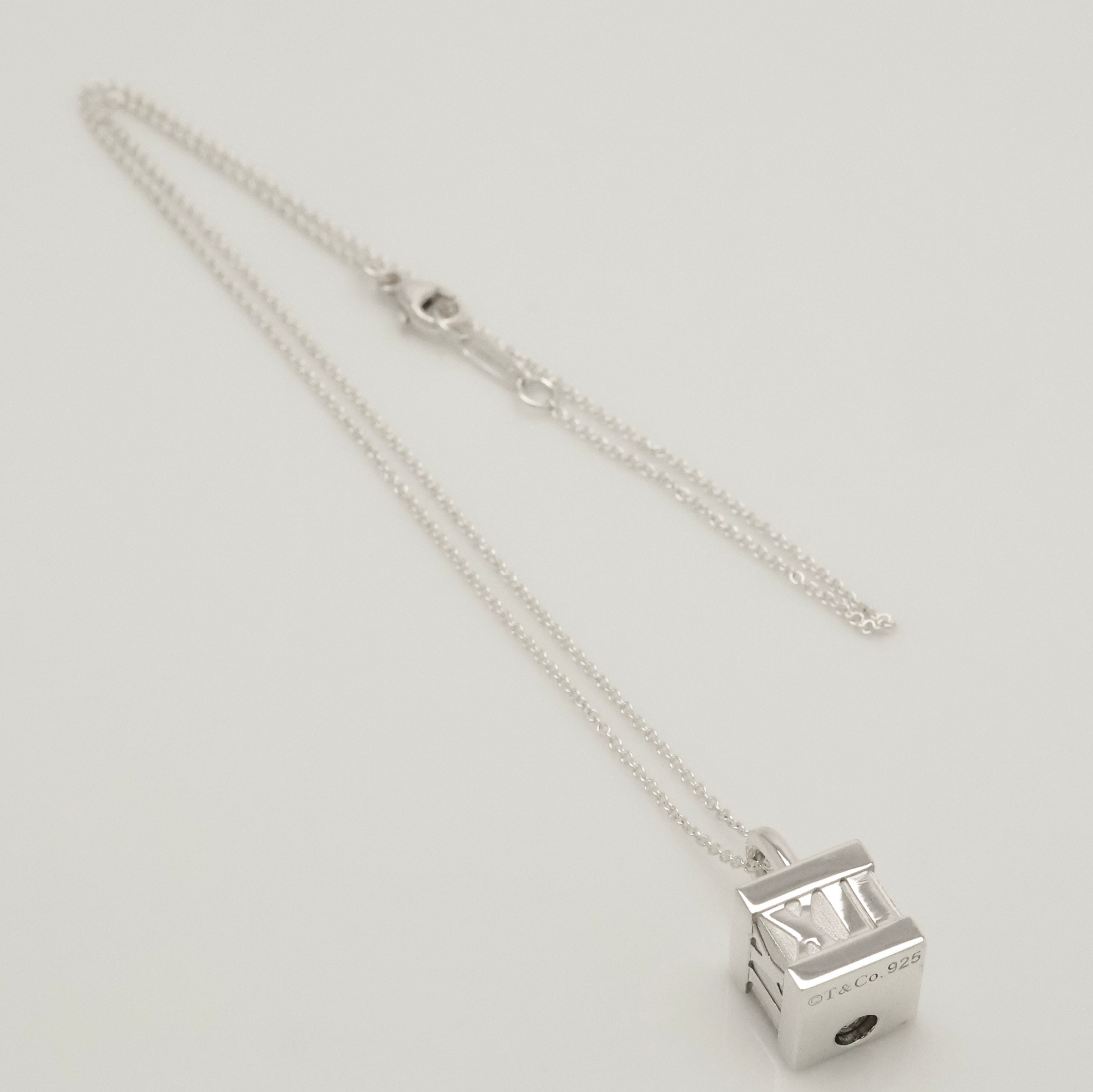 Tiffany & Co. Atlas Cube Lock Padlock Necklace Pendant Sterling Silver 925 