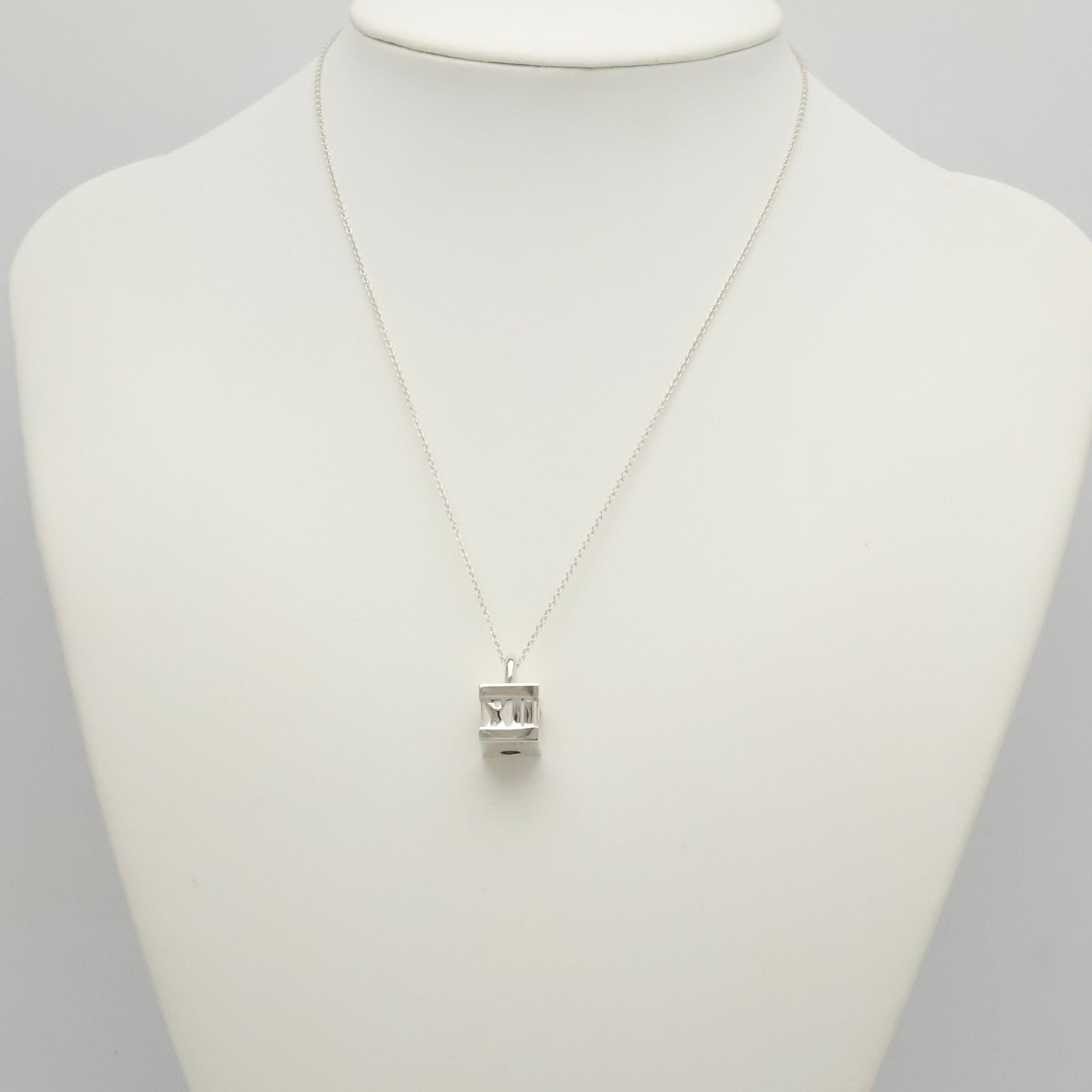 Tiffany & Co. Atlas Cube Lock Padlock Necklace Pendant Sterling Silver 925 